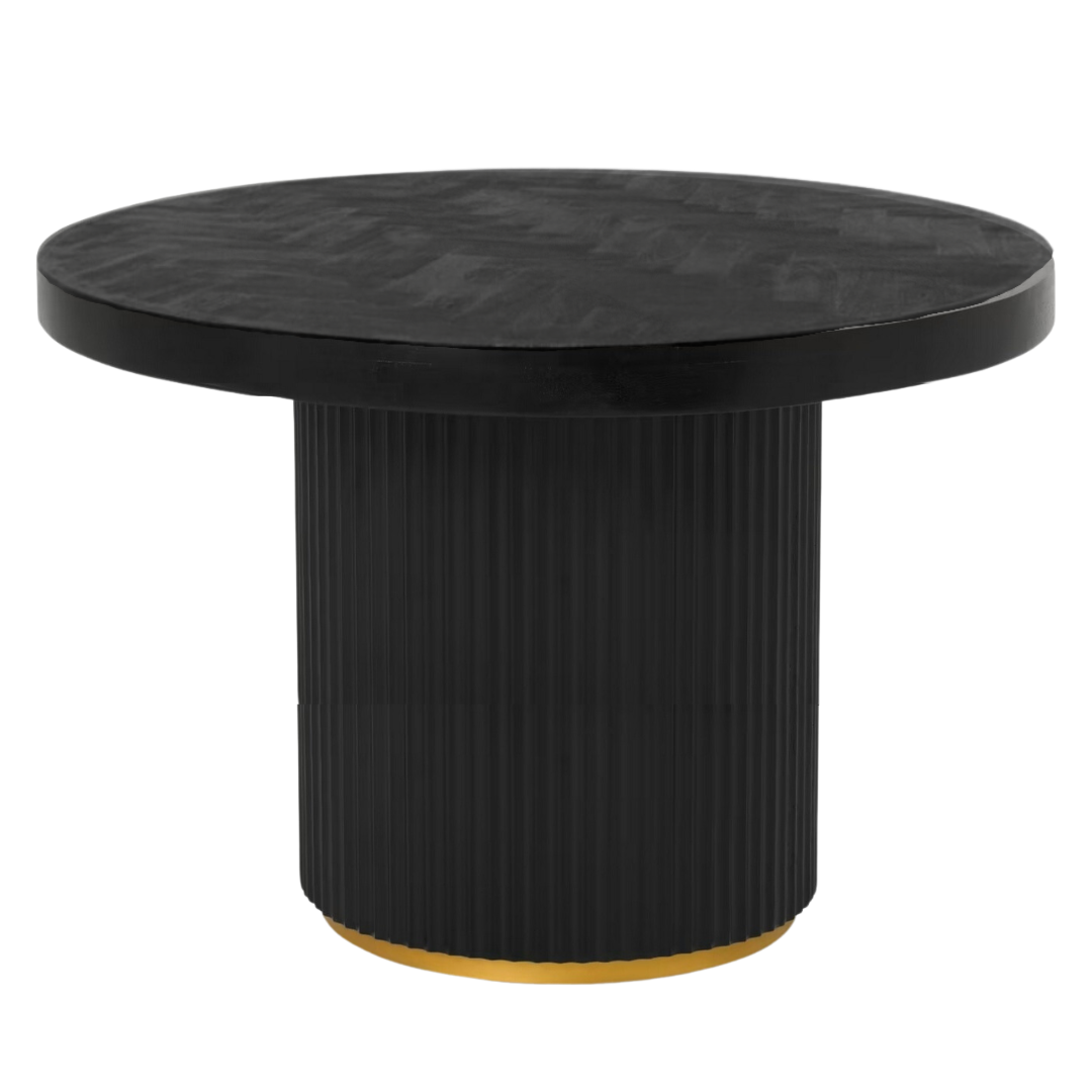 Eettafel Campton - Visgraat Zwart/Goud - Ø130 cm