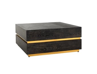 Salontafel - Blackbonito - Visgraat zwart - 100 x 100 - Goud