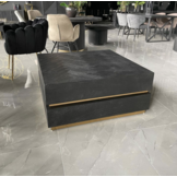 Salontafel - Blackbonito - Visgraat zwart - 100 x 100 - Goud