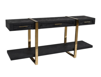 Sidetable Blackbonito Goud Visgraat Zwart - 180 cm