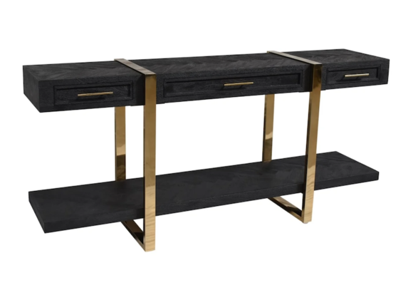 Sidetable Blackbonito Goud Visgraat Zwart - 180 cm