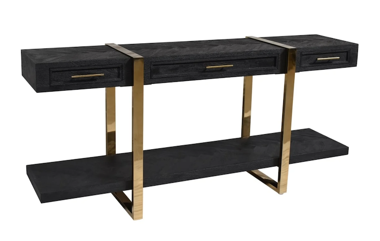 Sidetable Blackbonito Goud Visgraat Zwart - 180 cm