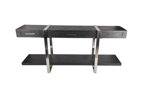 Sidetable Blackbonito Zilver Visgraat Zwart - 180 cm