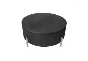 Salontafel Beverly - Visgraat Zwart/Zilver | Ø100 cm