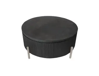 Salontafel Beverly - Visgraat Zwart/Zilver | Ø100 cm