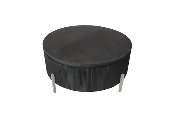 Salontafel Beverly - Visgraat Zwart/Zilver | Ø100 cm