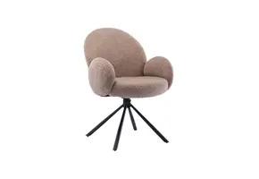 Eetkamerstoel Aubry | Teddy Bruin stof - zwart