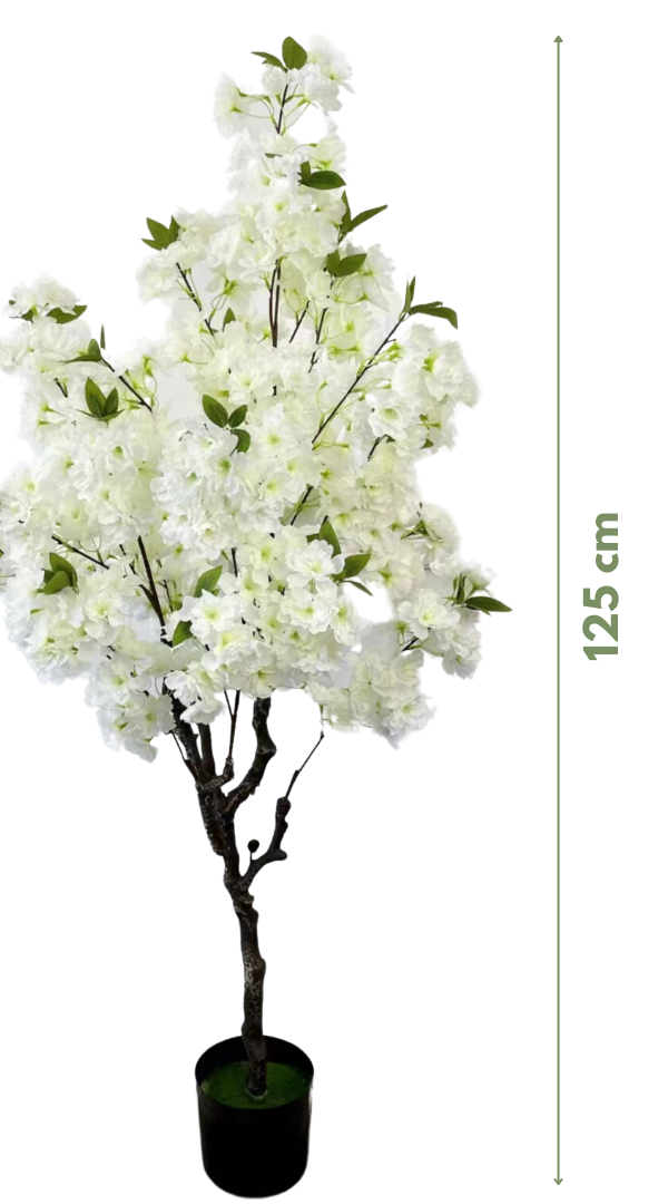 Kunst Kersenbloesem boom 125 cm - Wit