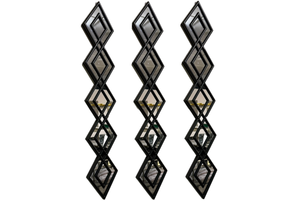 Spiegel Creston - Muur decoratie - 3 set - Zwart