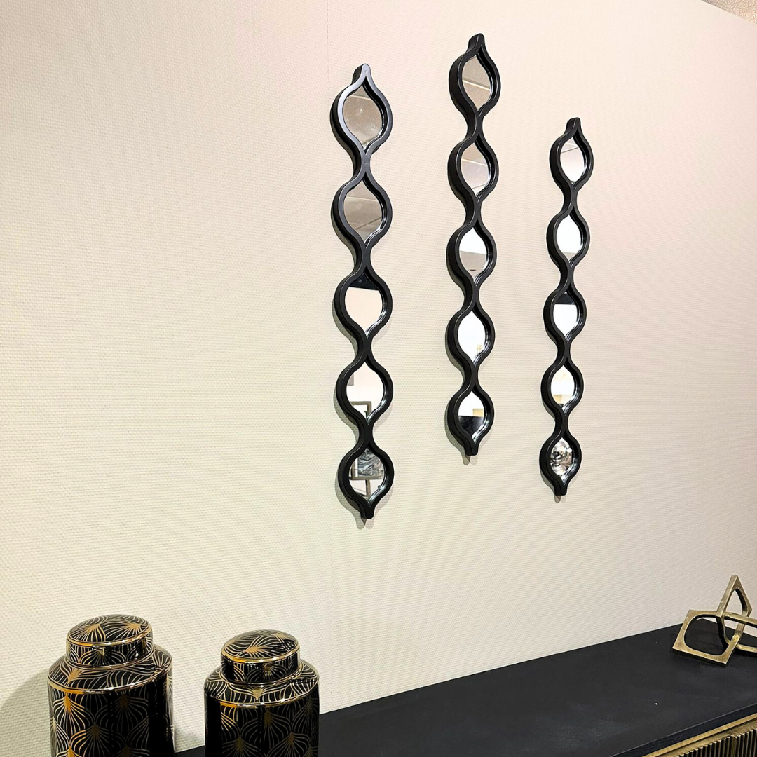 Spiegel Arabesque - Muur decoratie - 3 set - Zwart