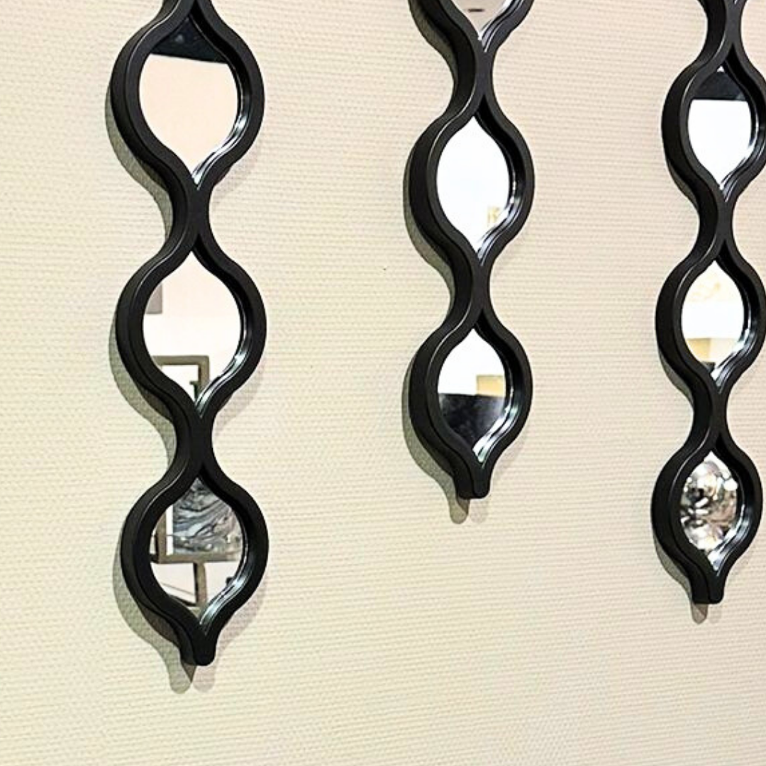 Spiegel Arabesque - Muur decoratie - 3 set - Zwart