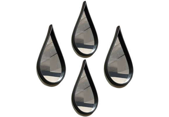 Spiegel Druppel - Set van 4 - Zwart