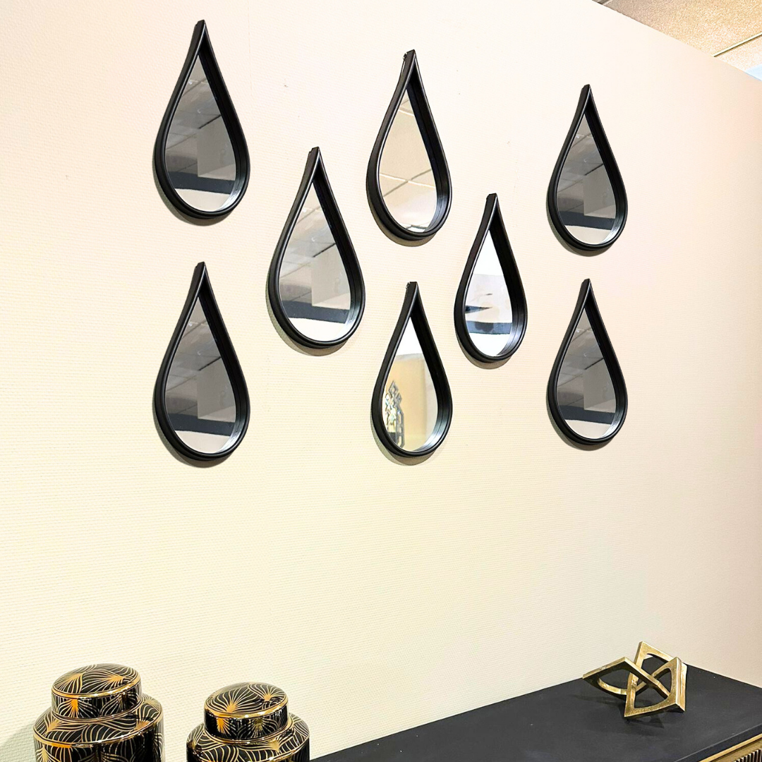 Spiegel Druppel - Set van 4 - Zwart