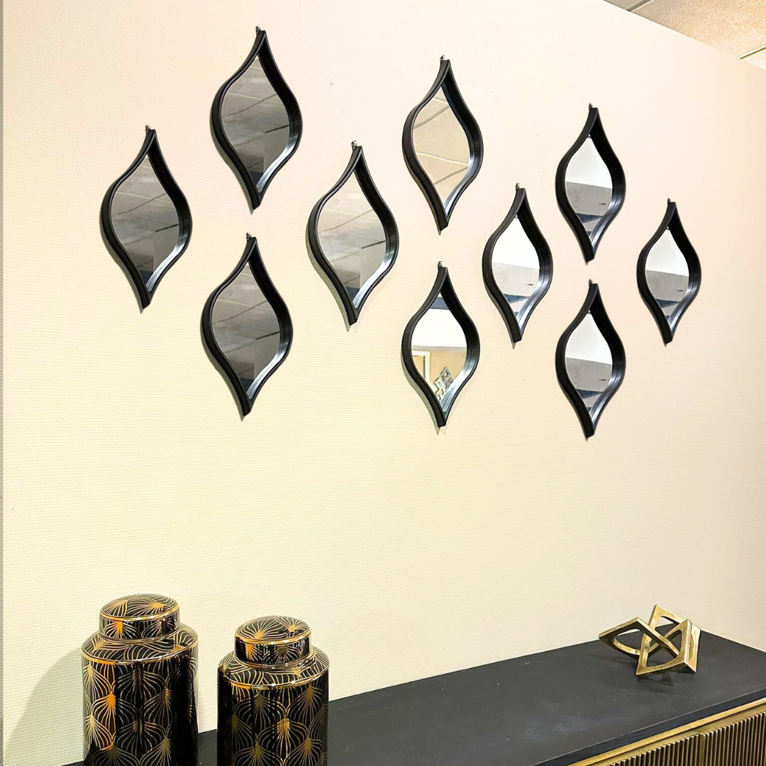 Spiegel Arabesque - Set van 4 - Zwart