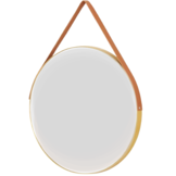 Wandspiegel Aurora met riem - Goud/Bruin