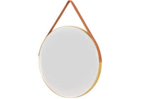 Wandspiegel Aurora met riem - Goud/Bruin