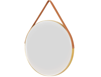 Wandspiegel Aurora met riem - Goud/Bruin