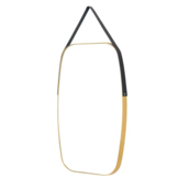 Wandspiegel Aurora met riem - Goud/Zwart
