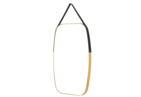 Wandspiegel Aurora met riem - Goud/Zwart