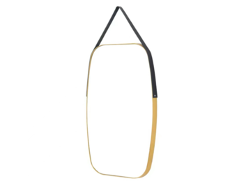 Wandspiegel Aurora met riem - Goud/Zwart