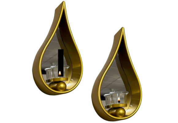 Waxinelichthouder Druppel - Set van 2 - Goud