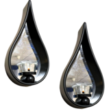 Waxinelichthouder Druppel - Set van 2 - Zwart