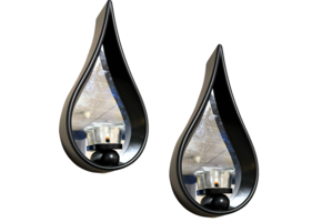 Waxinelichthouder Druppel - Set van 2 - Zwart