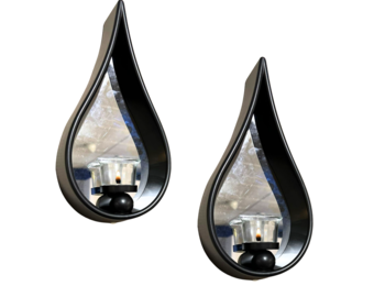 Waxinelichthouder Druppel - Set van 2 - Zwart