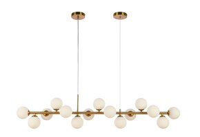 Hanglamp Céline opaal glas 15 lichts  - Goud