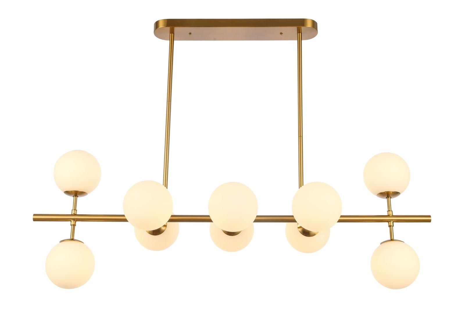 Hanglamp Céline opaal glas 10 lichts  - Goud