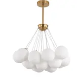 Hanglamp Élodie opaal glas | Ø 65 cm  - Goud