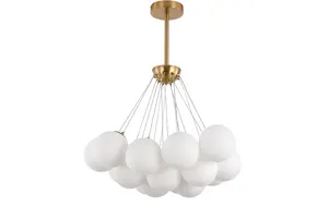 Hanglamp Élodie opaal glas | Ø 65 cm  - Goud