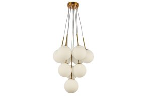 Hanglamp Jade opaal glas 10 lichts  - Goud