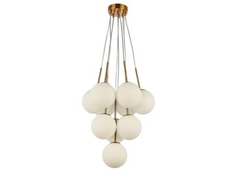 Hanglamp Jade opaal glas 10 lichts  - Goud