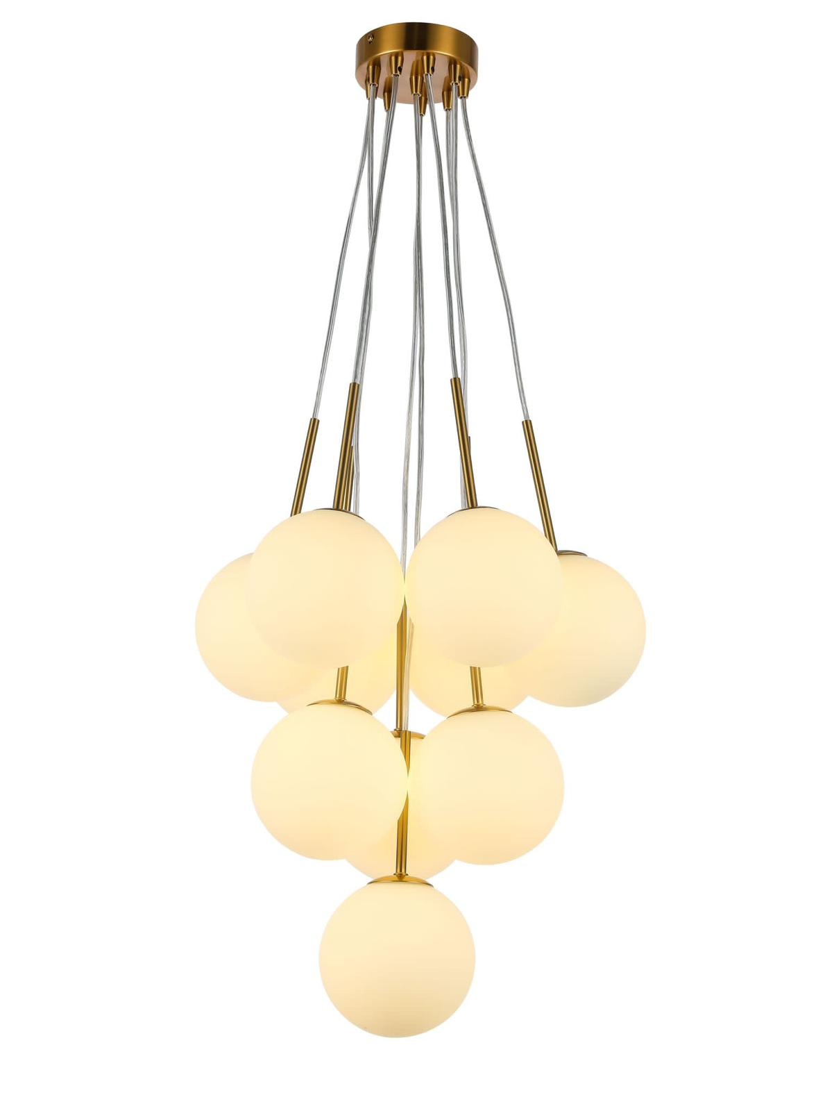 Hanglamp Jade opaal glas 10 lichts  - Goud