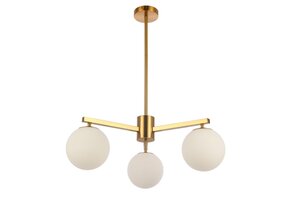Hanglamp Nora opaal glas 3 lichts  - Goud