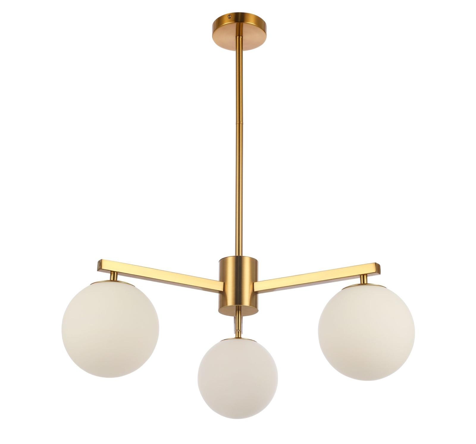 Hanglamp Nora opaal glas 3 lichts  - Goud