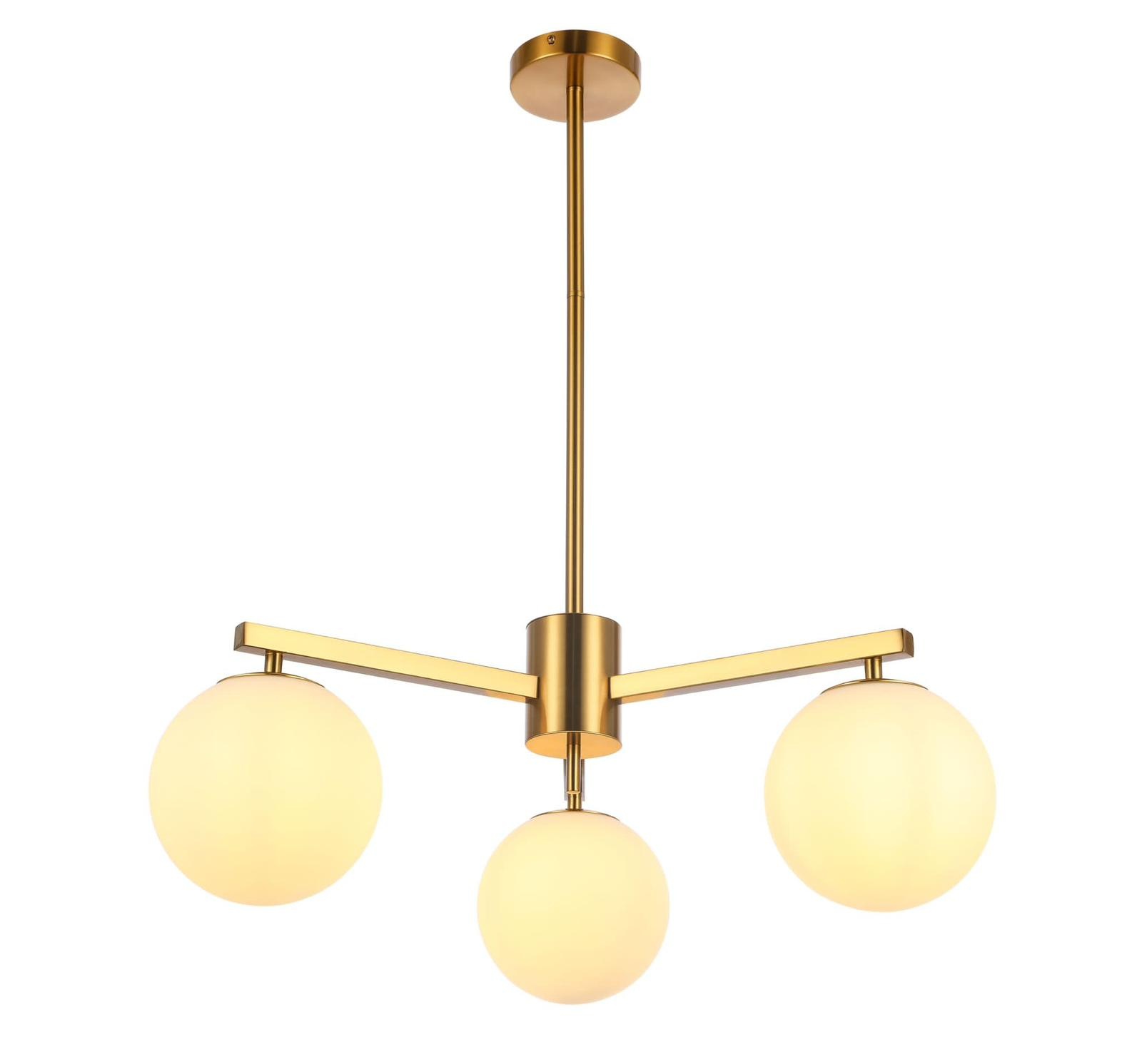 Hanglamp Nora opaal glas 3 lichts  - Goud