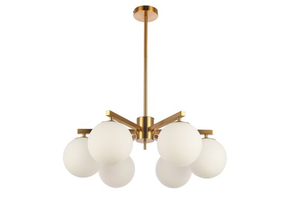 Hanglamp Nora opaal glas 6 lichts  - Goud