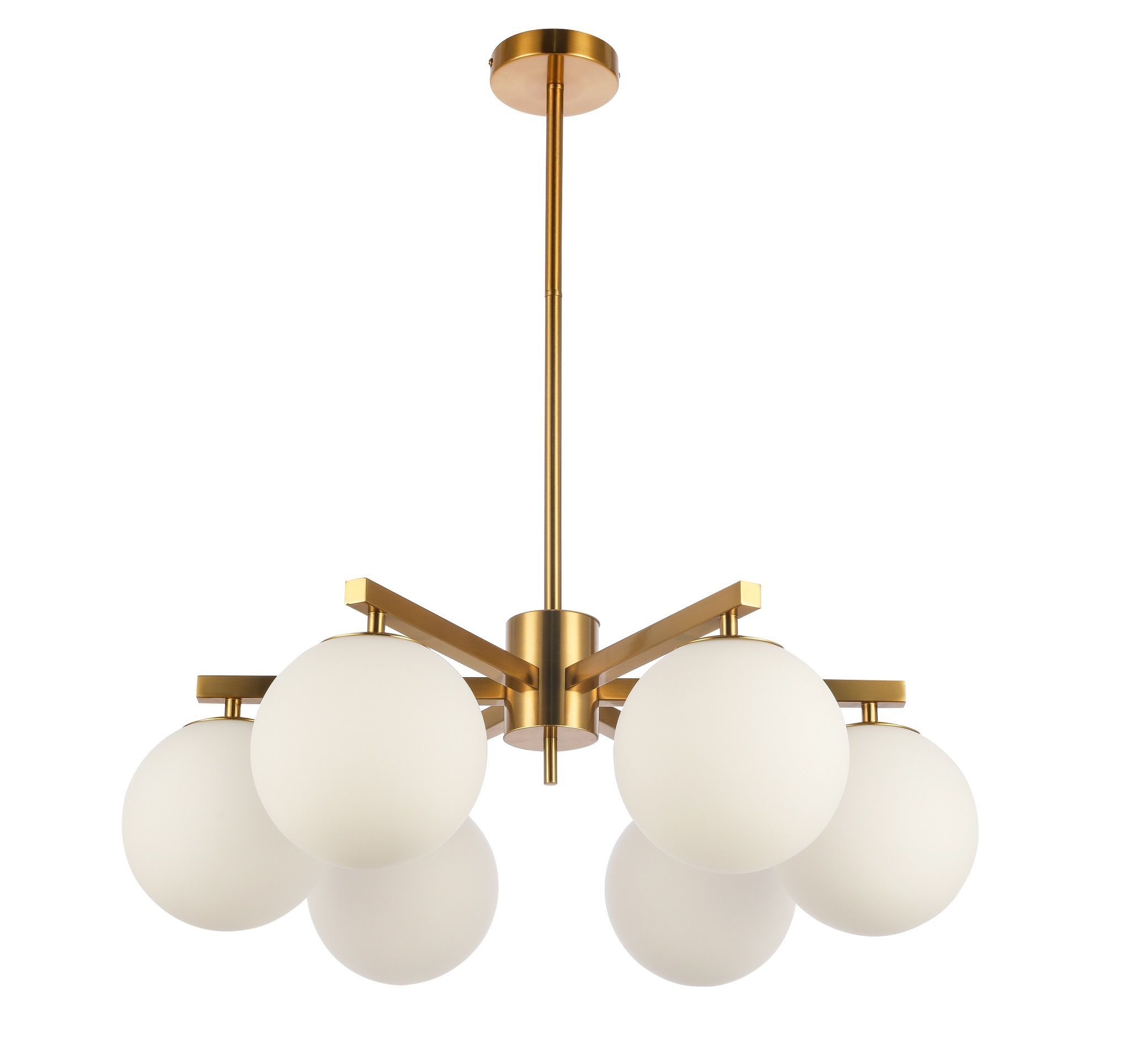 Hanglamp Nora opaal glas 6 lichts  - Goud