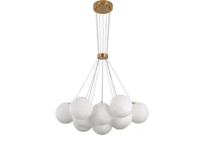 Hanglamp Mila opaal glas 13 lichtsÊ - Goud