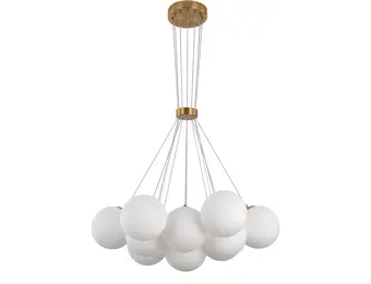 Hanglamp Mila opaal glas 13 lichts  - Goud
