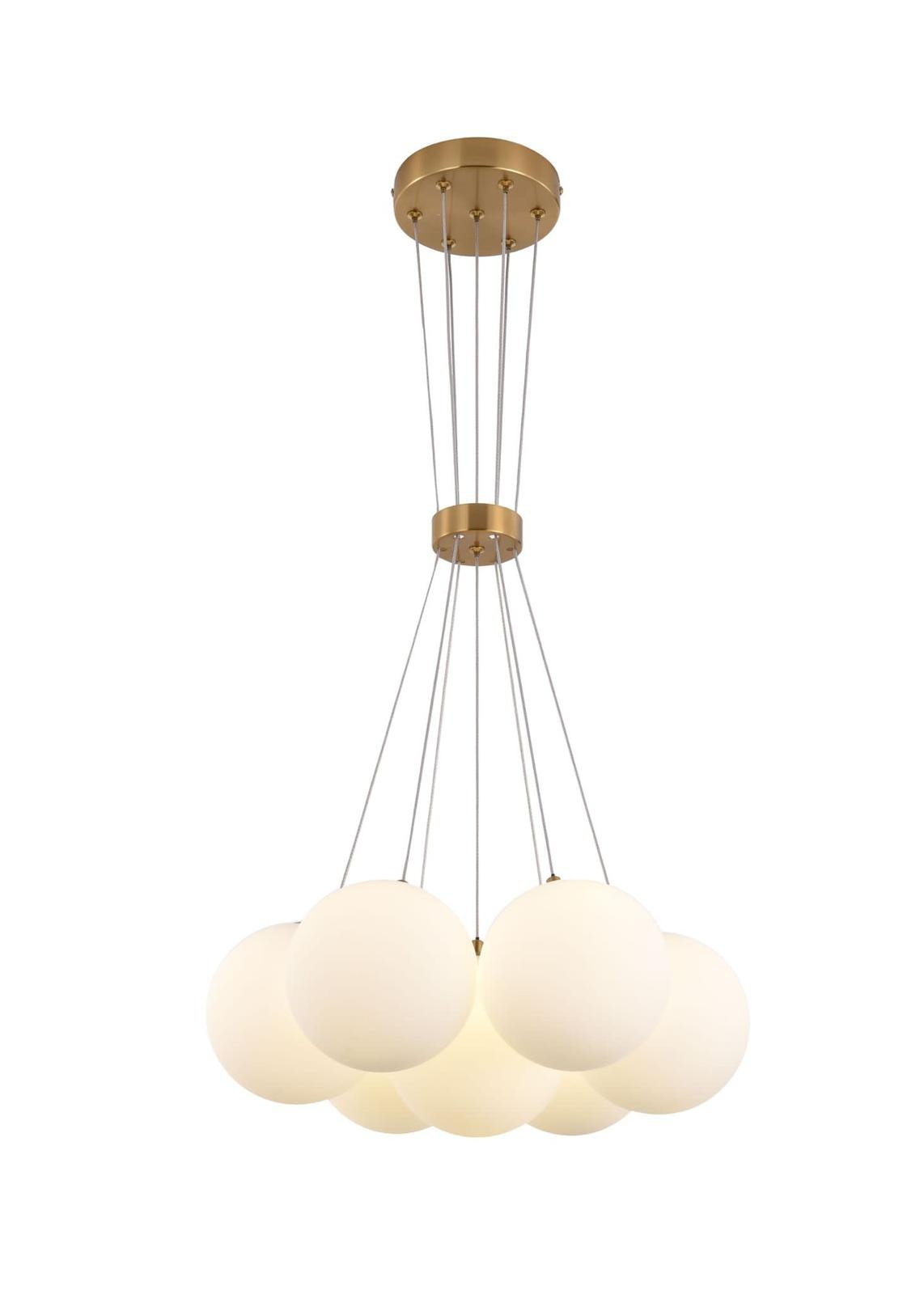 Hanglamp Mila opaal glas 7 lichts - Goud