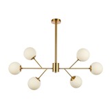 Hanglamp Yvonne opaal glas | 6 lichts - Goud