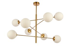 Hanglamp Maxime opaal glas | 8 lichts - Goud
