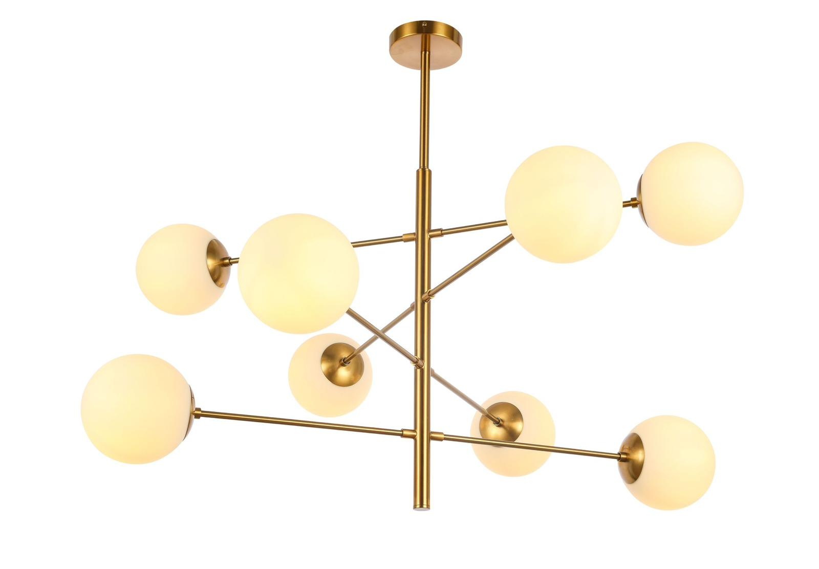 Hanglamp Maxime opaal glas | 8 lichts - Goud
