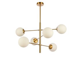 Hanglamp Maxime opaal glas | 6 lichts - Goud