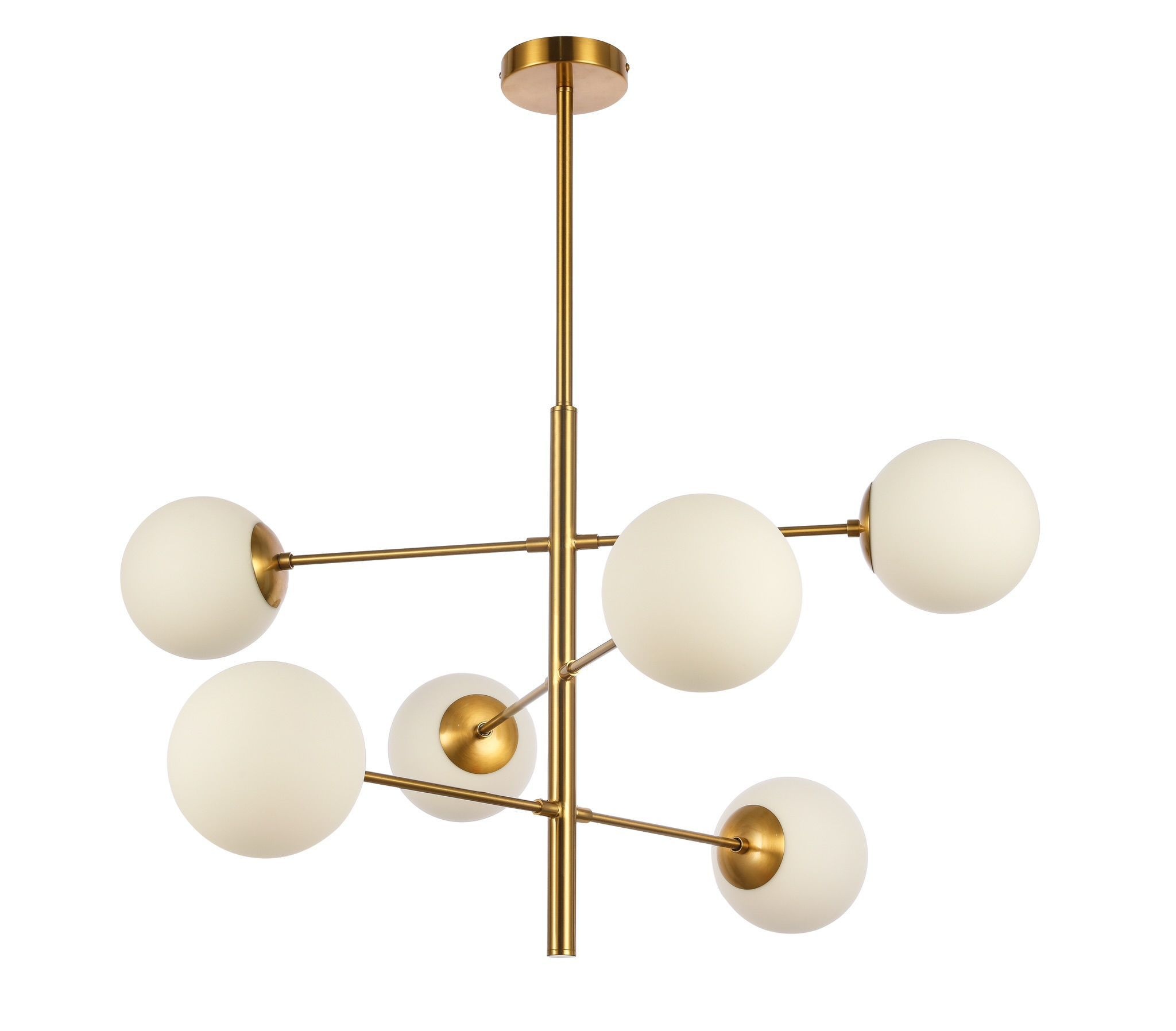 Hanglamp Maxime opaal glas | 6 lichts - Goud