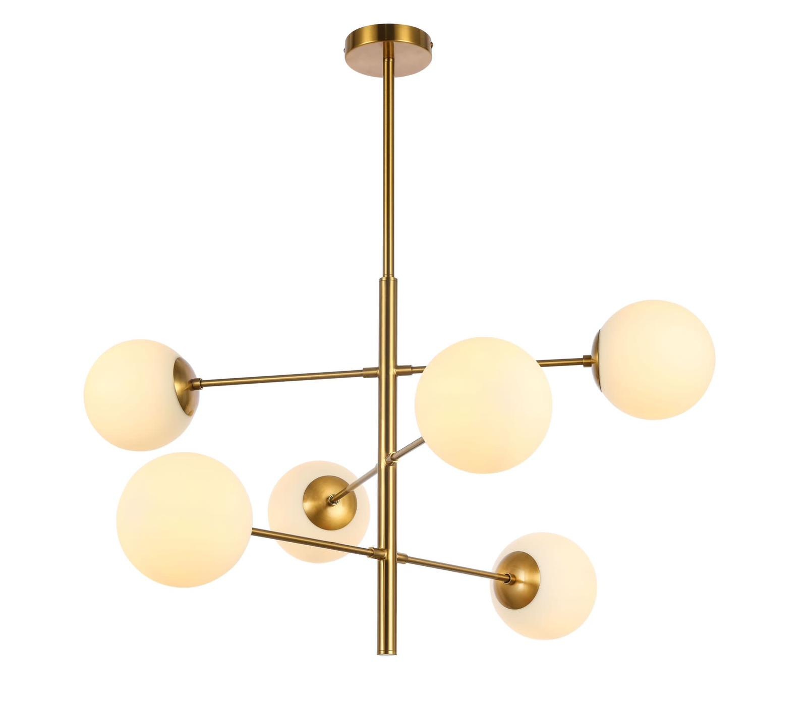 Hanglamp Maxime opaal glas | 6 lichts - Goud