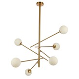 Hanglamp Emmy opaal glas | 6 lichts - Goud